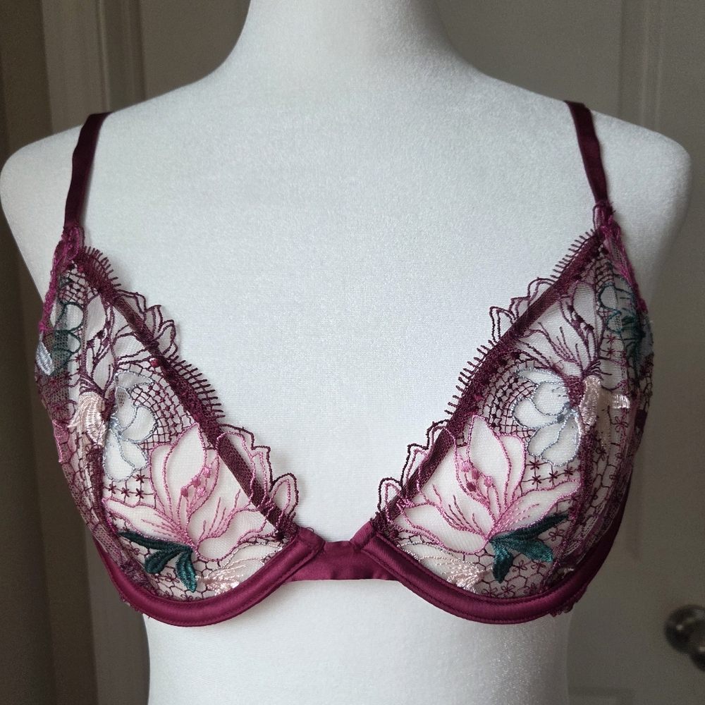 NWOT Embroidered Lace Bra Unlined